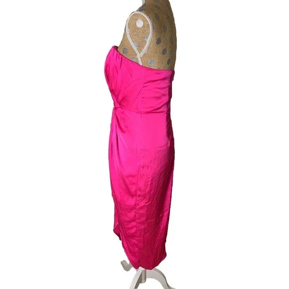 Do+Be Womens Pink Wrap Strapless Cocktail Party Dress medium Barbie Sexy Brunch - Picture 4 of 12
